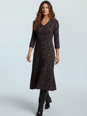 NWT Peruvian Connection Indian Floral Knit Midi Dress S Small Mint Condition